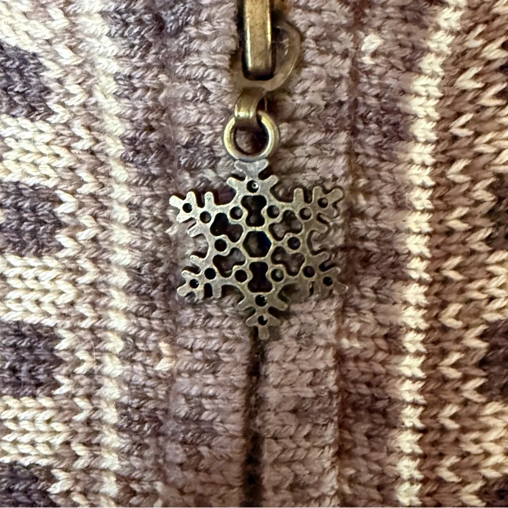 Appleseeds Brown Nordic Fair Isle Wool Blend Patterned Knit Cardigan Sweater M